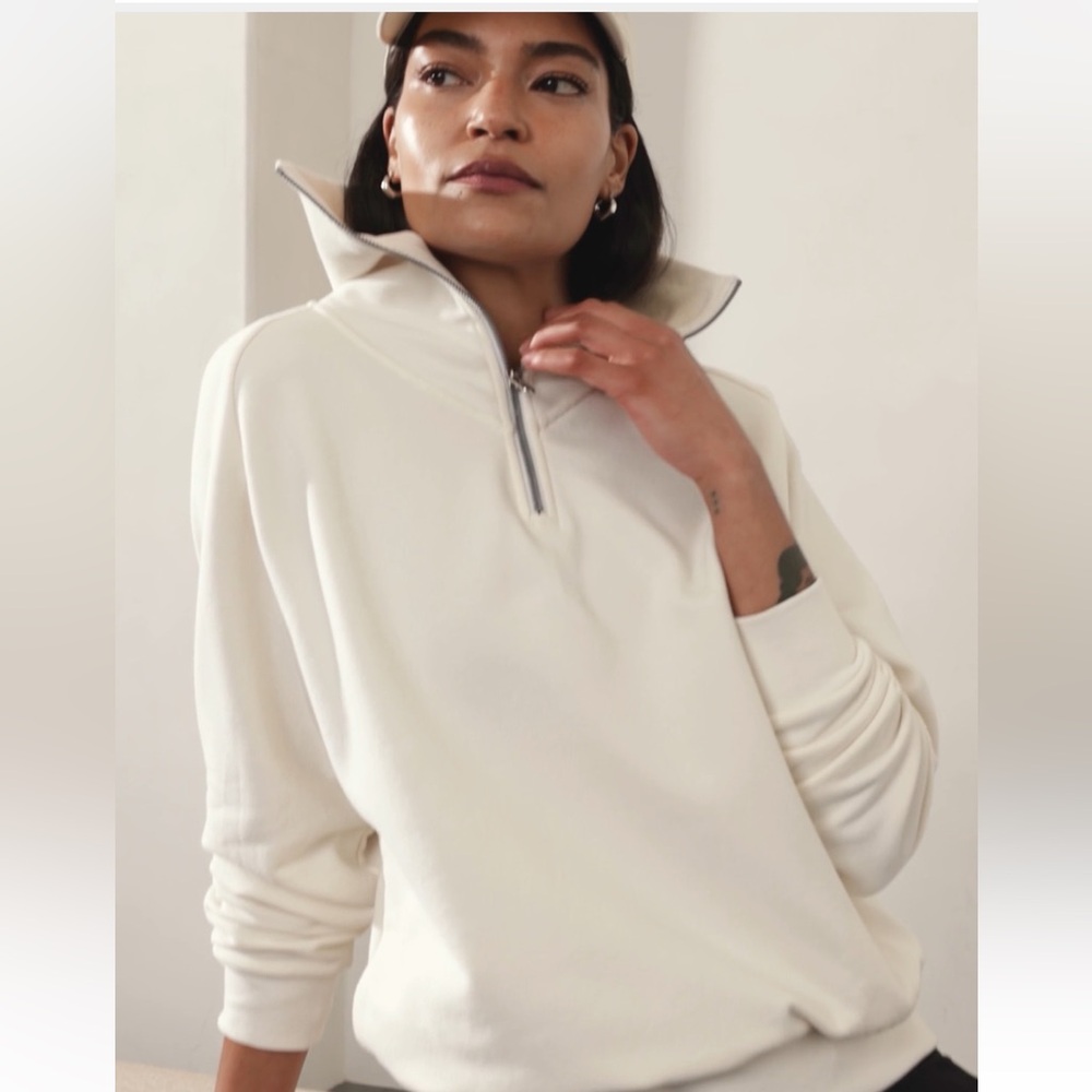 Athleta Forever Fleece Relaxed 1/4 Zip Sweatshirt M - Picture 6 of 7
